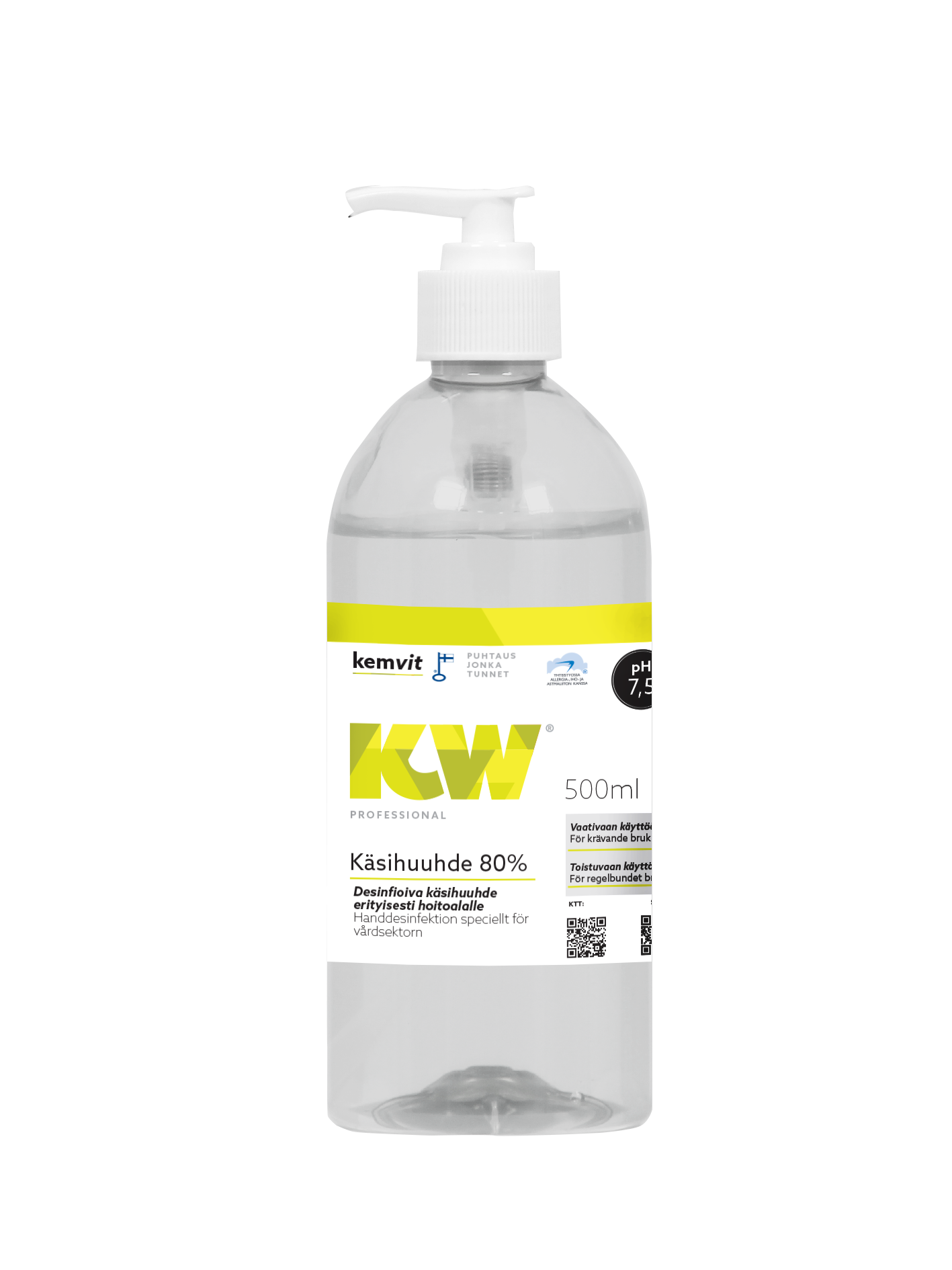 KW Käsihuuhde 80% 500 ml valkoisella pumpulla